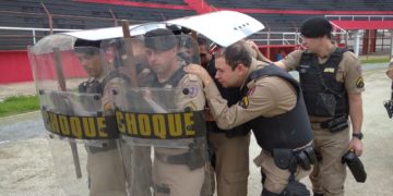 Segurança da Polícia Militar em Pouso Alegre no Estádio de Futebol Manduzão