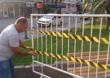 Praça Senador José Bento em Pouso Alegre é fechada ao público