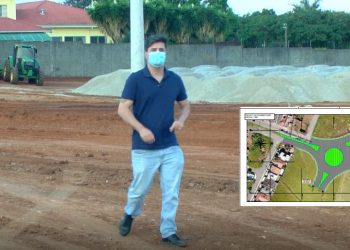 Rotatória na Região Sul da cidade está sendo construída após indicação parlamentar