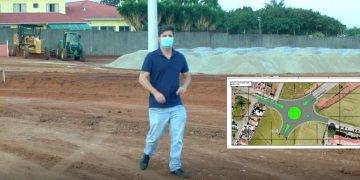 Rotatória na Região Sul da cidade está sendo construída após indicação parlamentar
