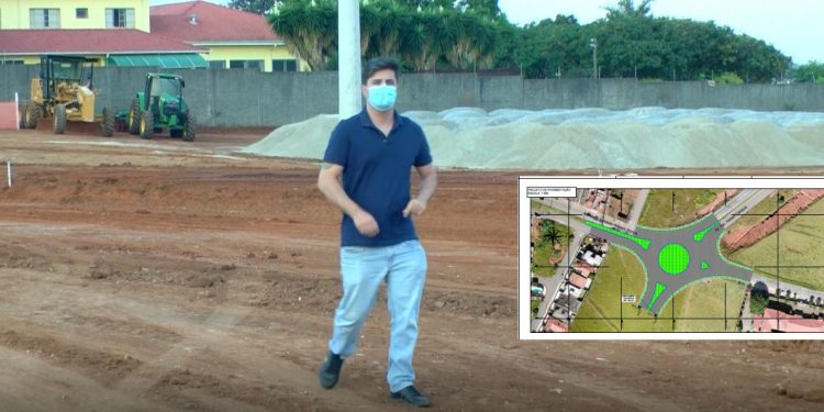Rotatória na Região Sul da cidade está sendo construída após indicação parlamentar
