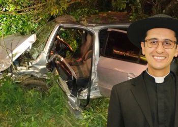 Em Pouso Alegre, Padre Lucas Crispim, sofre acidente na MG-290 e fica ferido