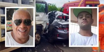 Na BR-459 Caminhão de gás bate em táxi e mata duas pessoas de Santa Rita do Sapucaí