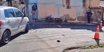 Em Pouso Alegre jovem motociclista sofre acidente no Bairro São Cristóvão