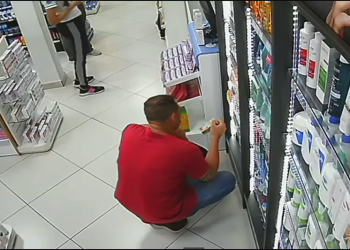Em Pouso Alegre homem furta cosméticos de uma farmácia – Veja o vídeo