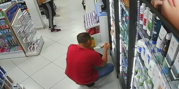 Em Pouso Alegre homem furta cosméticos de uma farmácia – Veja o vídeo