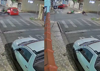 Em Pouso Alegre moto sofre acidente em carro que não respeita sinal de parada em cruzamento