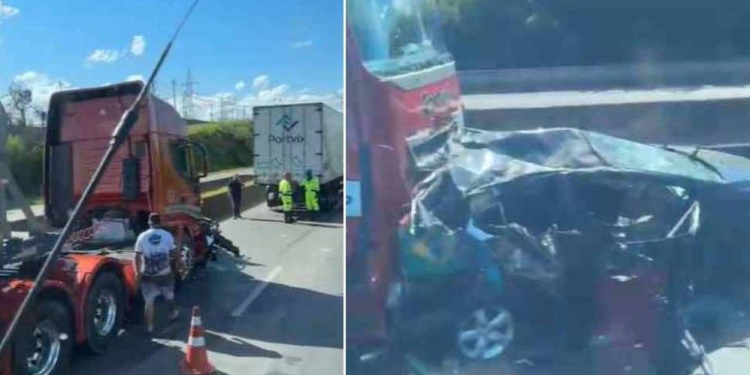 Motorista fica prensado em acidente na Rodovia Fernão Dias