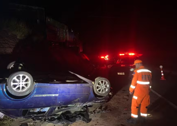Na BR-491 em Areado/MG Jovens perdem a vida após carro chocar-se com barranco