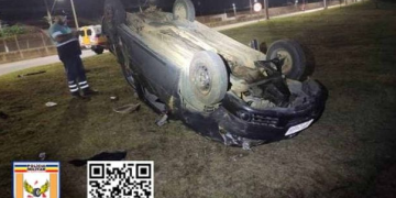 Carro capota na BR-459 em Pouso Alegre, motorista alega distração por causa de Igreja