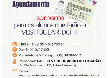 CAC, UAI e Polícia Civil promovem agendamento para emissão de carteira de identidade para candidatos ao vestibular do IFSULDEMINAS